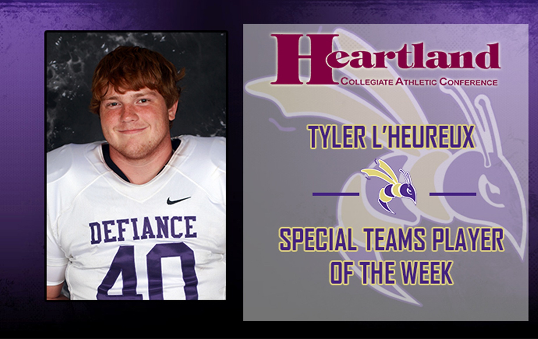 L'Heureux Named HCAC Special Teams Player of the Week