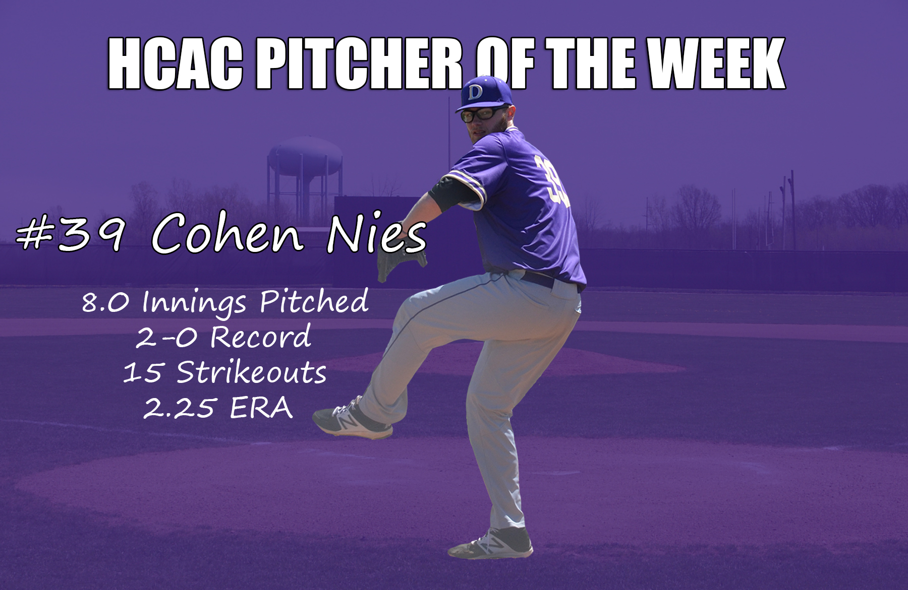 Nies Named HCAC Pitcher of the Week
