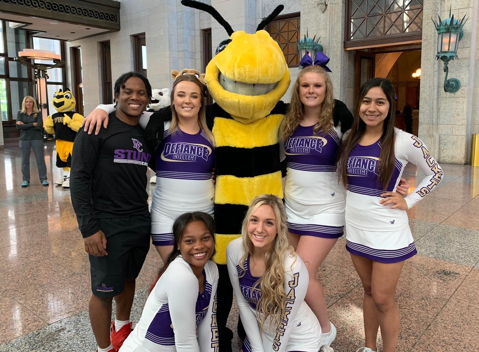 Buzz, Cheer and Dance represent Defiance at Mascot Day