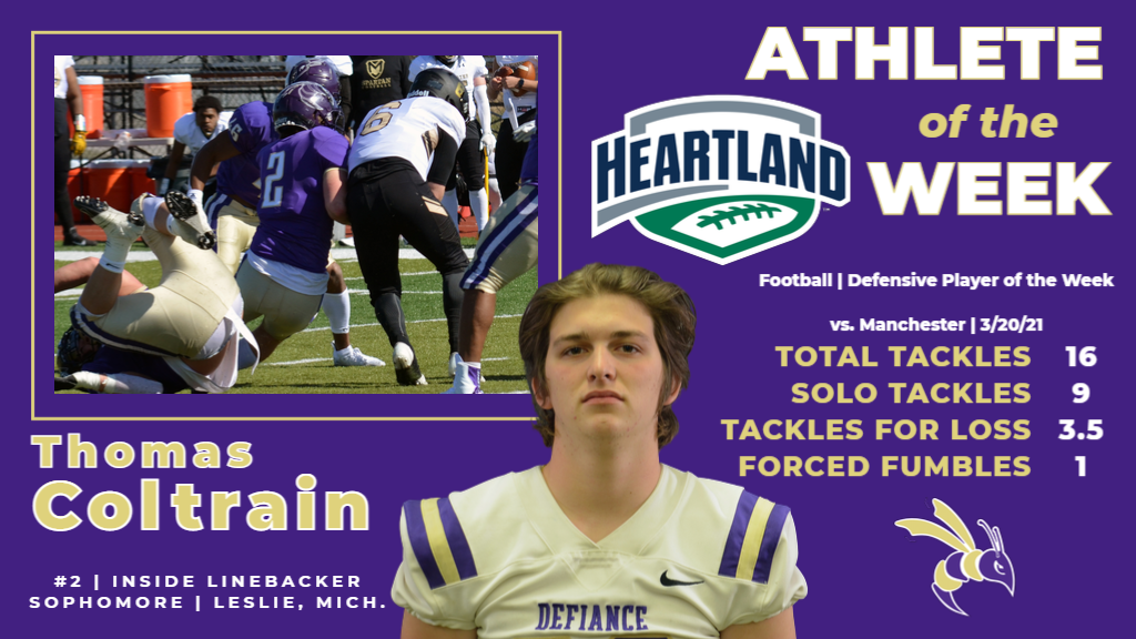 Coltrain named HCAC Athlete of Week on defense for football
