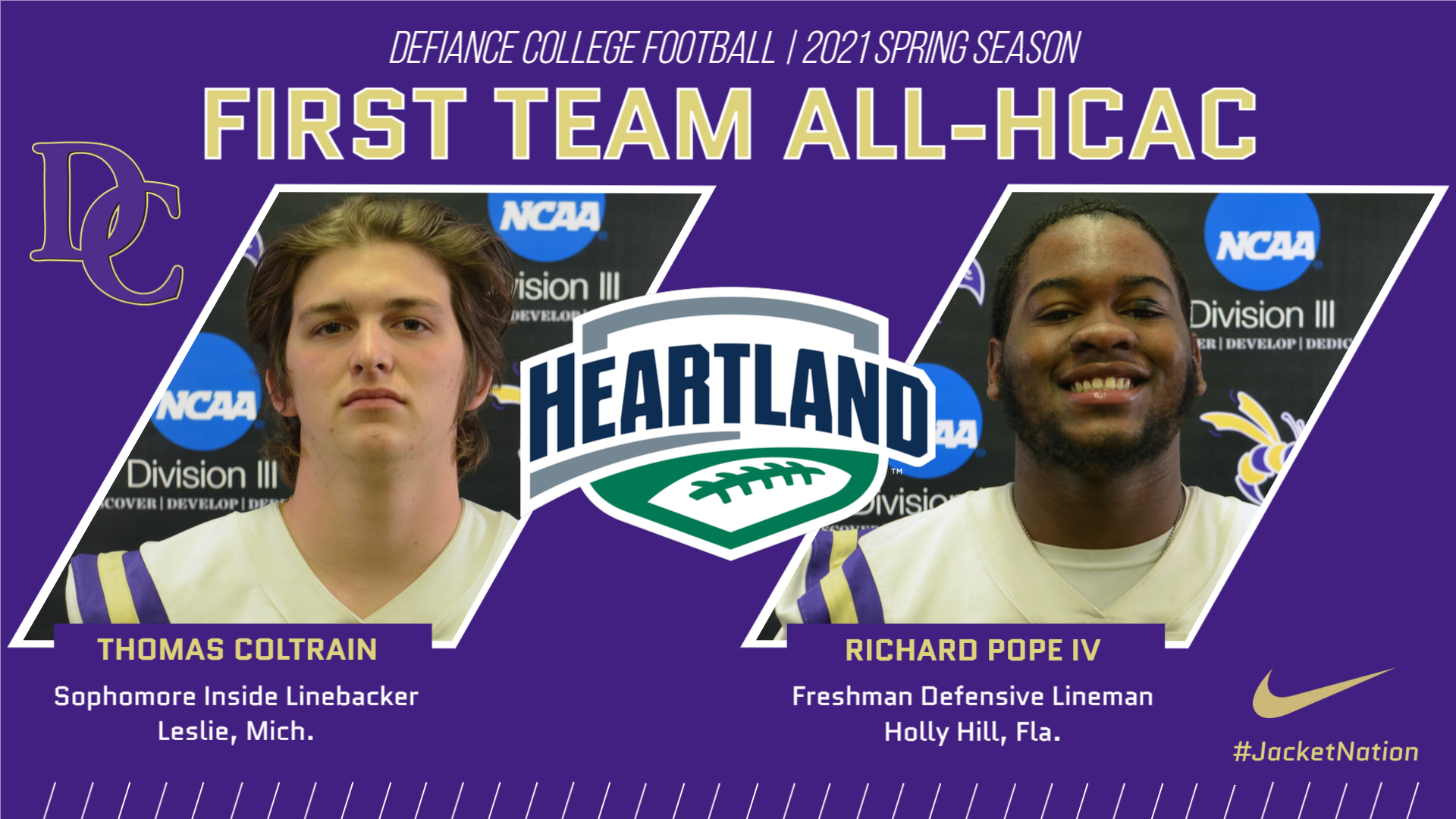Eleven football players earn All-HCAC recognition with Coltrain, Pope named first team
