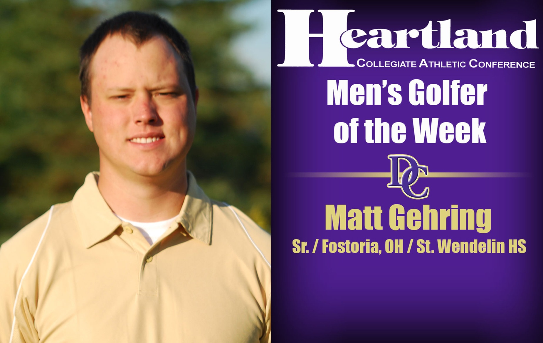 Gehring Named HCAC Golfer of the Week