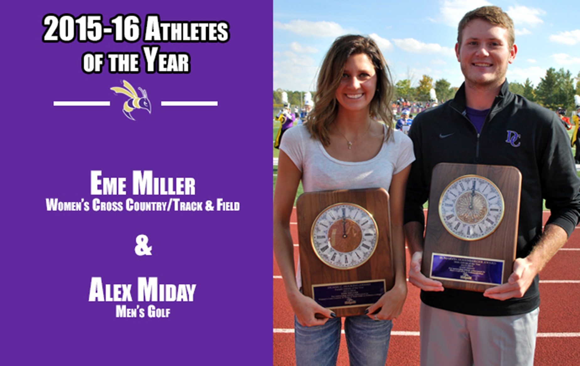 Miller and Miday Named DC Athletes of the Year
