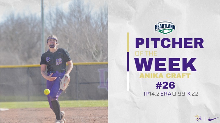 Craft tabbed HCAC Pitcher of the Week for second time this season