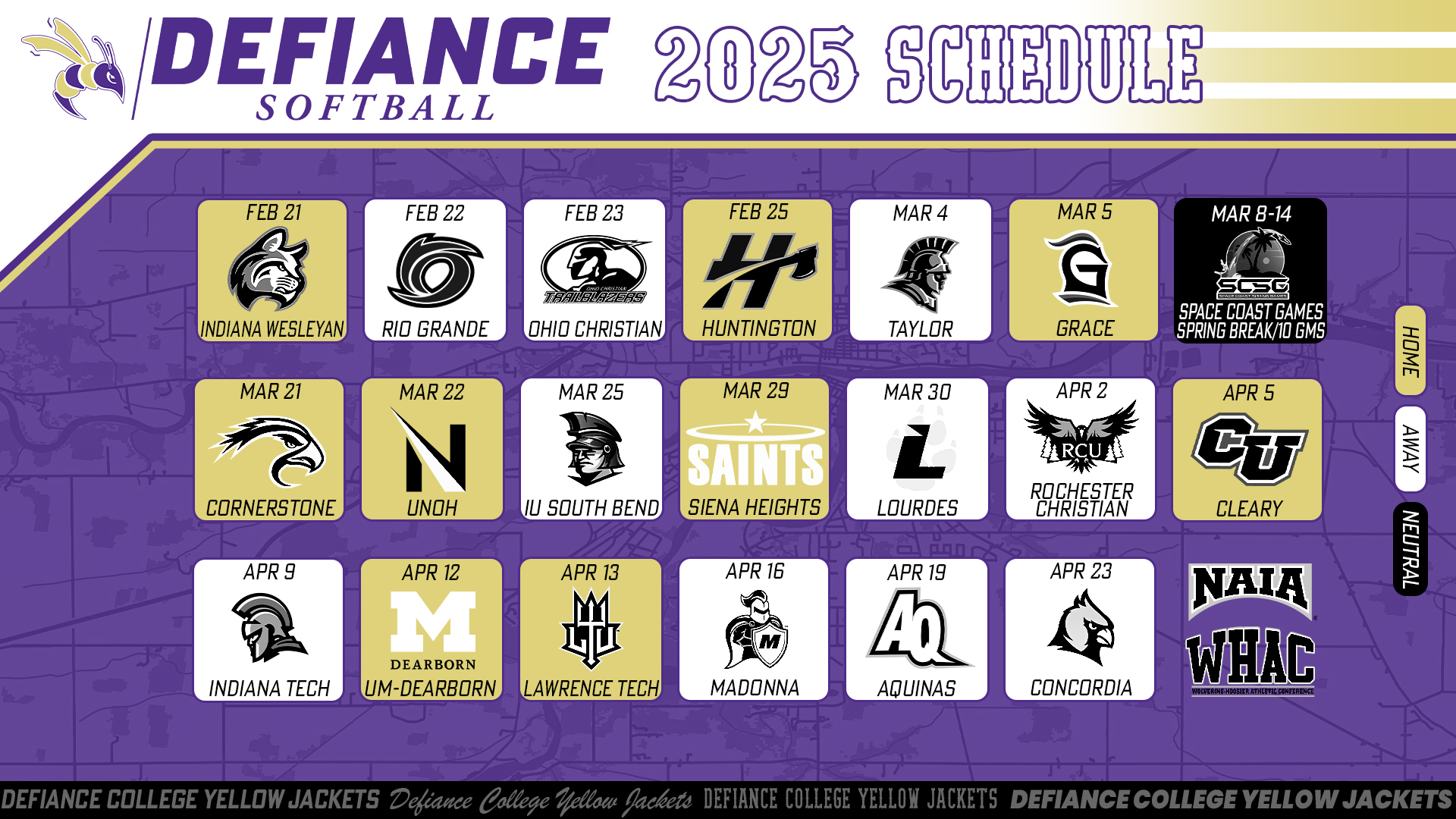 Defiance College softball announces schedule for upcoming 2025 season