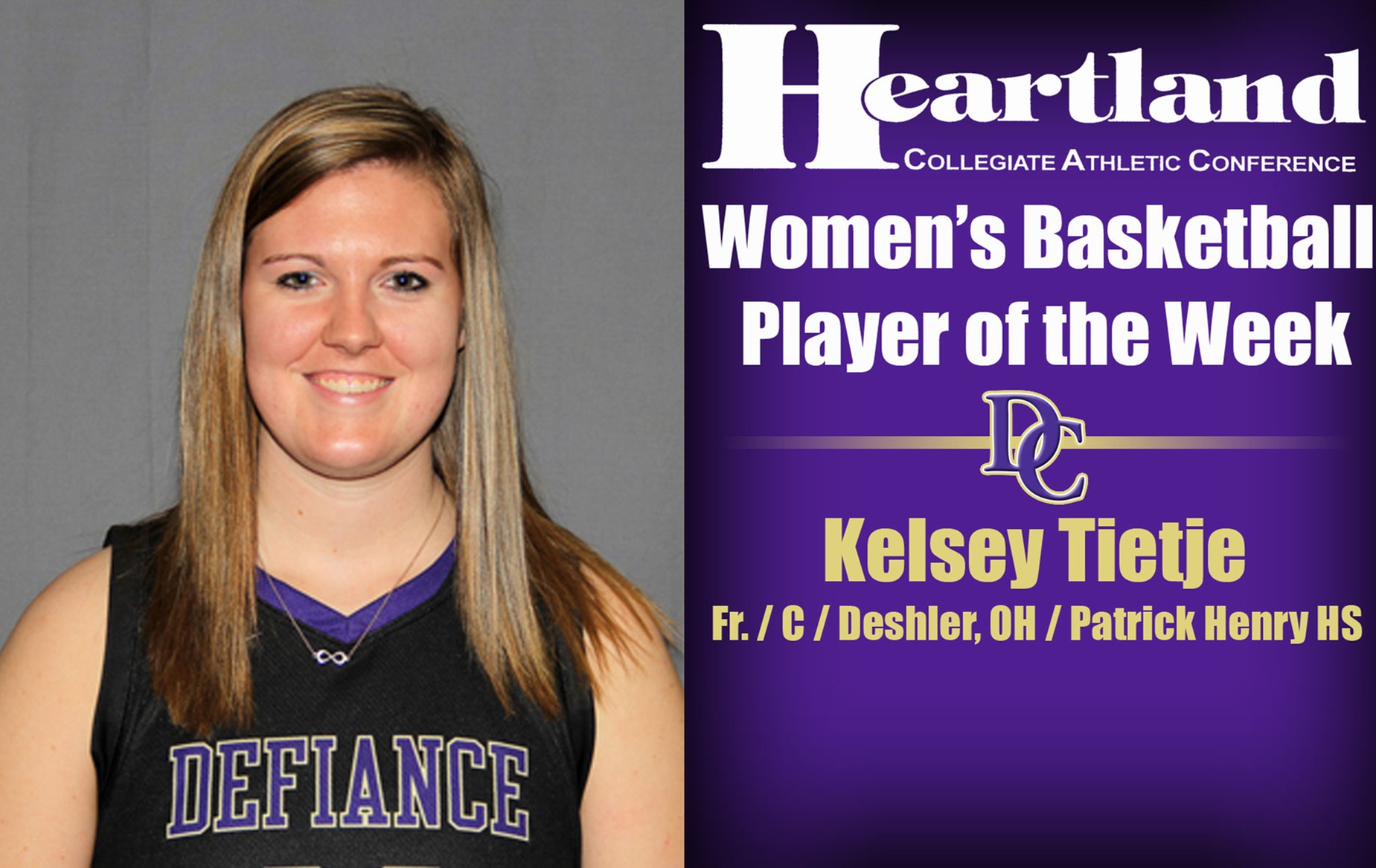 HCAC Selects Tietje as Women's Basketball Player of the Week